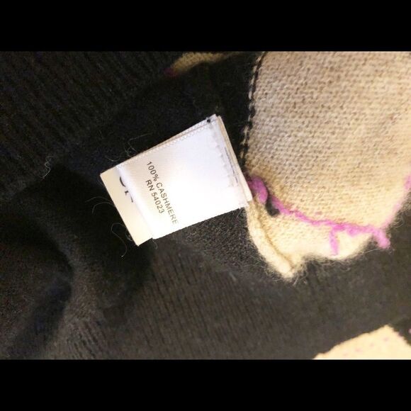 Banana Republic Cashmere Argyle Sweater Size Small Black Tan - Picture 4 of 7